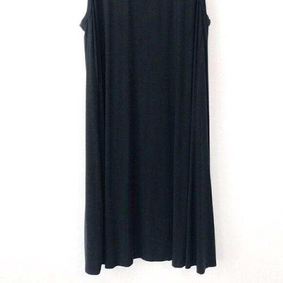 Loft Floral Embroidered Sleeveless Jersey Black Swing Dress - Picture 9 of 12